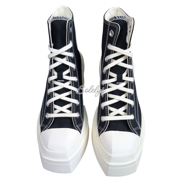 Converse Chuck 70 De Luxe Wedge Platform Black Egret Canvas Sneaker Womens 9.5 - Picture 2 of 11
